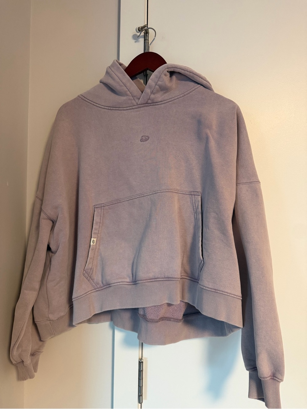 DRMERA CLUB Relaxed Boxy Lavender Cropped Hoodie Sweatshirt